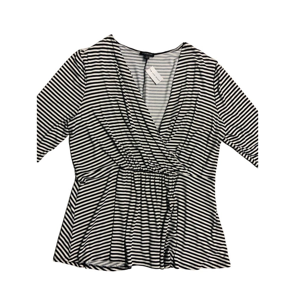 NWT Lane Bryant Striped Surplice Neck 3/4 Sleeve Top 18/20